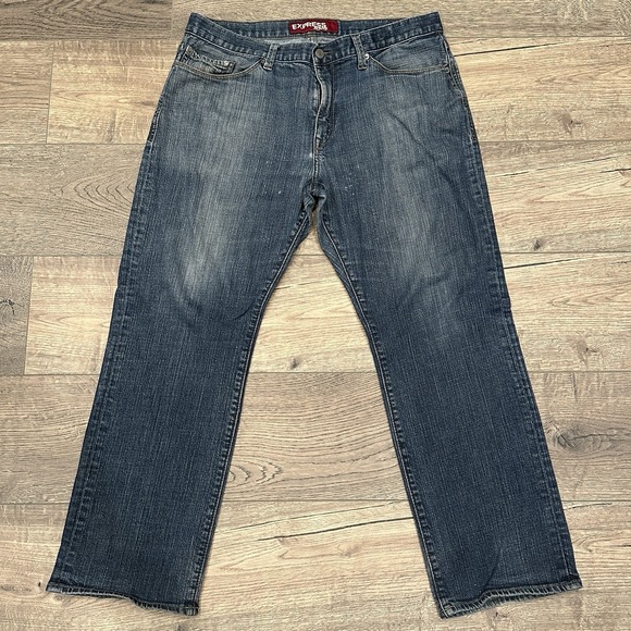 EXPRESS Men's Jeans 36 X 30 ROCCO Slim Fit Low Rise Straight Leg Y2K Vintage - Picture 1 of 7